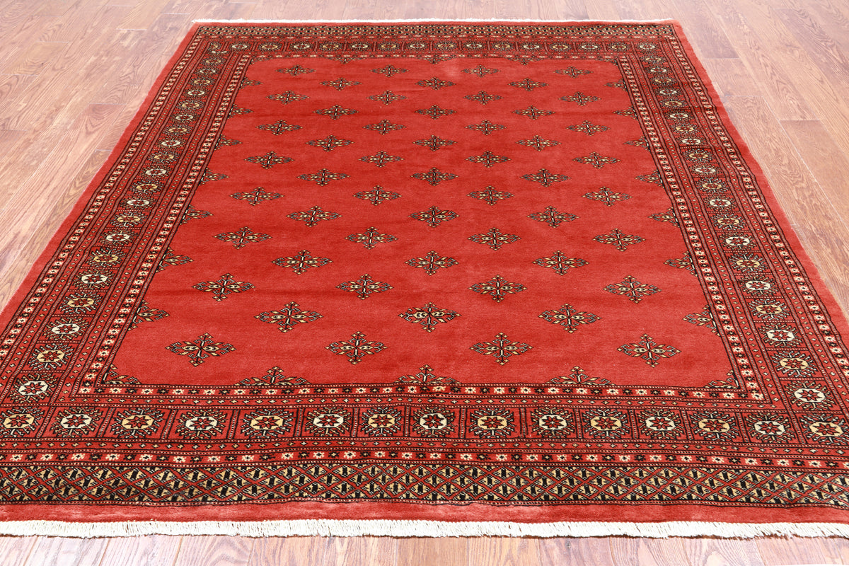Rust Bokhara Hand-Knotted Wool Rug - 6' 5" X 7' 8"