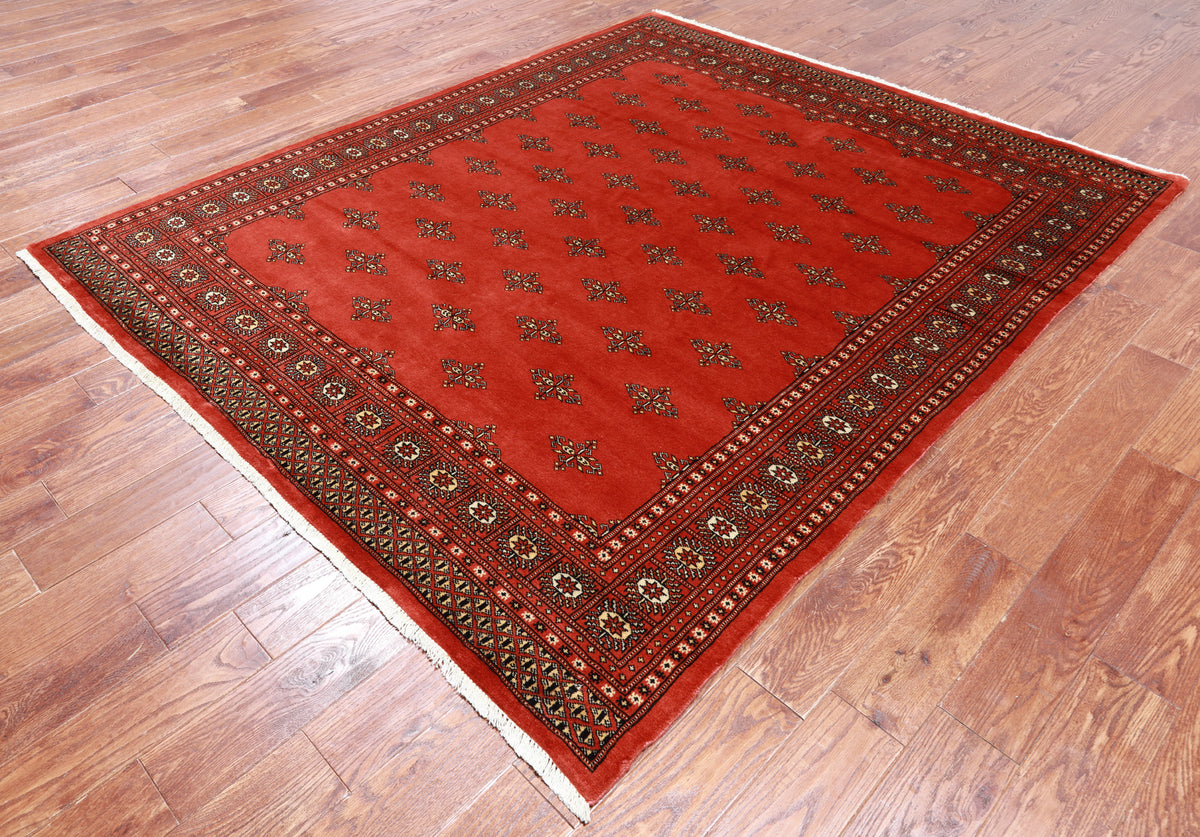 Rust Bokhara Hand-Knotted Wool Rug - 6' 5" X 7' 8"