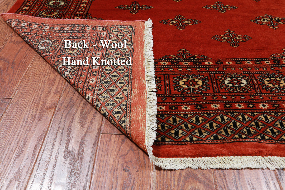 Rust Bokhara Hand-Knotted Wool Rug - 6' 5" X 7' 8"