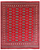 Red Bokhara Handmade Wool Rug - 6' 7" X 7' 10"