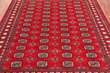 Red Bokhara Handmade Wool Rug - 6' 7" X 7' 10"