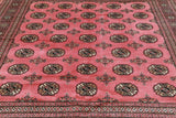 Pink Square Bokhara Hand Knotted Wool Rug - 6' 8" X 6' 8"