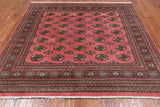 Pink Square Bokhara Hand Knotted Wool Rug - 6' 8" X 6' 8"