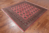 Pink Square Bokhara Hand Knotted Wool Rug - 6' 8" X 6' 8"