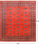 Rust Bokhara Hand Knotted Wool Rug - 6' 8" X 7' 8"
