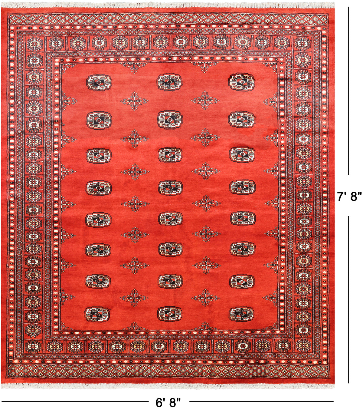 Rust Bokhara Hand Knotted Wool Rug - 6' 8" X 7' 8"