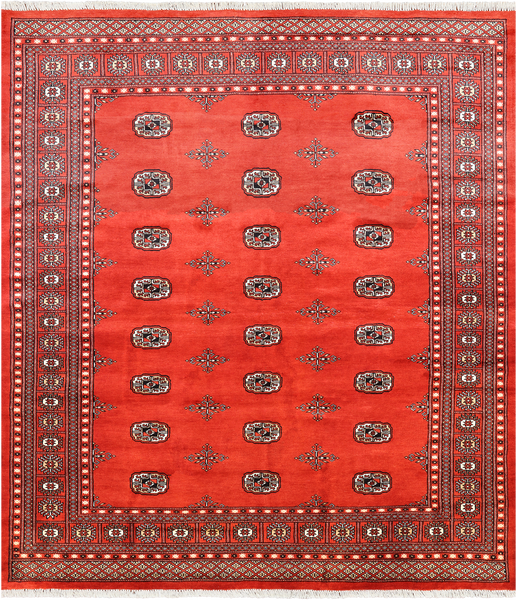 Rust Bokhara Hand Knotted Wool Rug - 6' 8" X 7' 8"