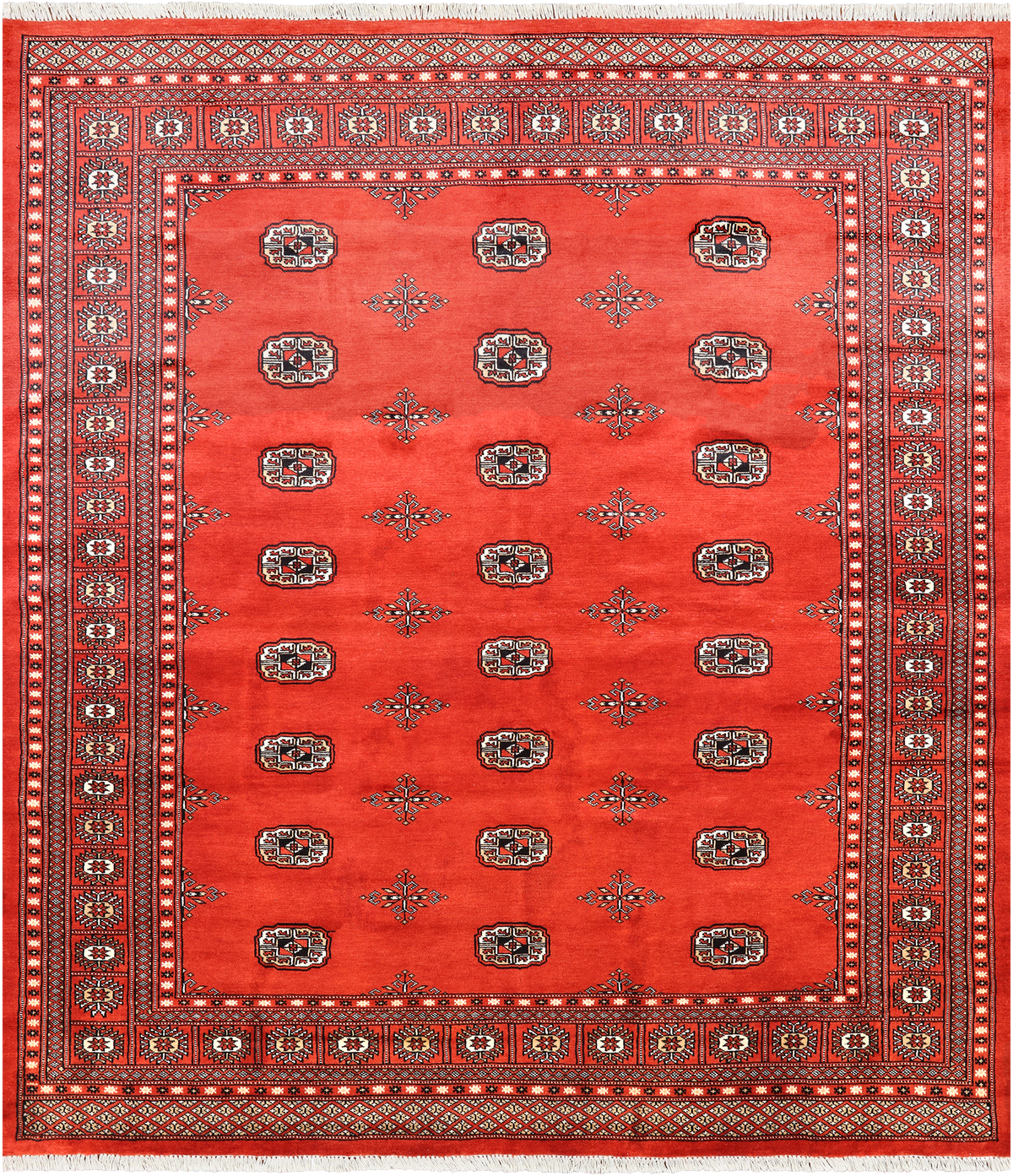 Rust Bokhara Hand Knotted Wool Rug - 6' 8" X 7' 8"