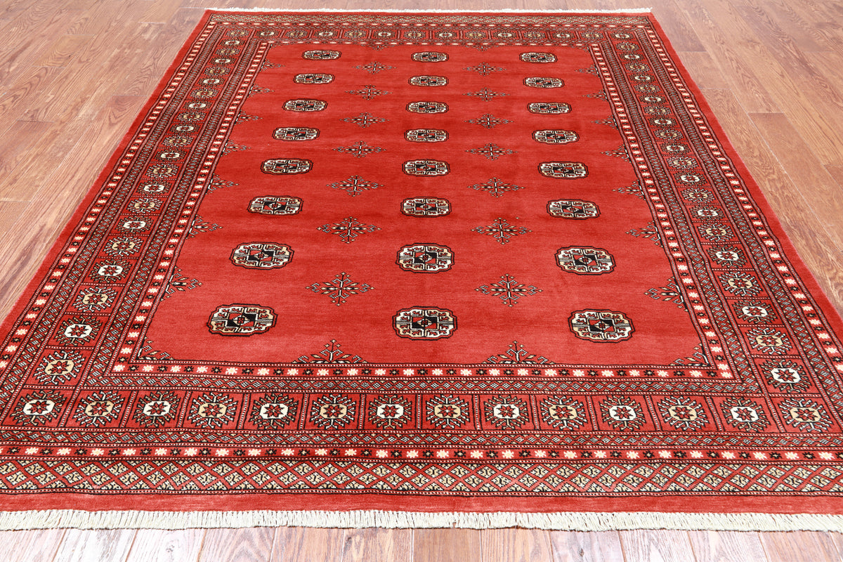 Rust Bokhara Hand Knotted Wool Rug - 6' 8" X 7' 8"