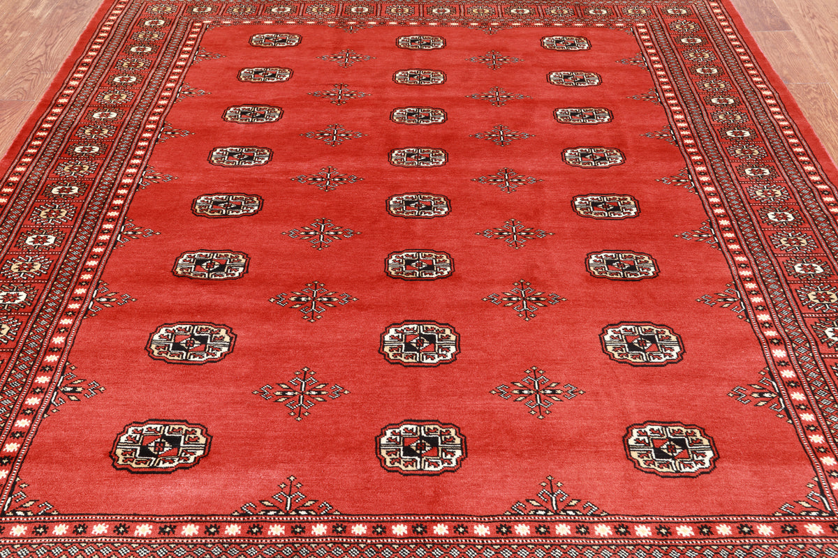 Rust Bokhara Hand Knotted Wool Rug - 6' 8" X 7' 8"