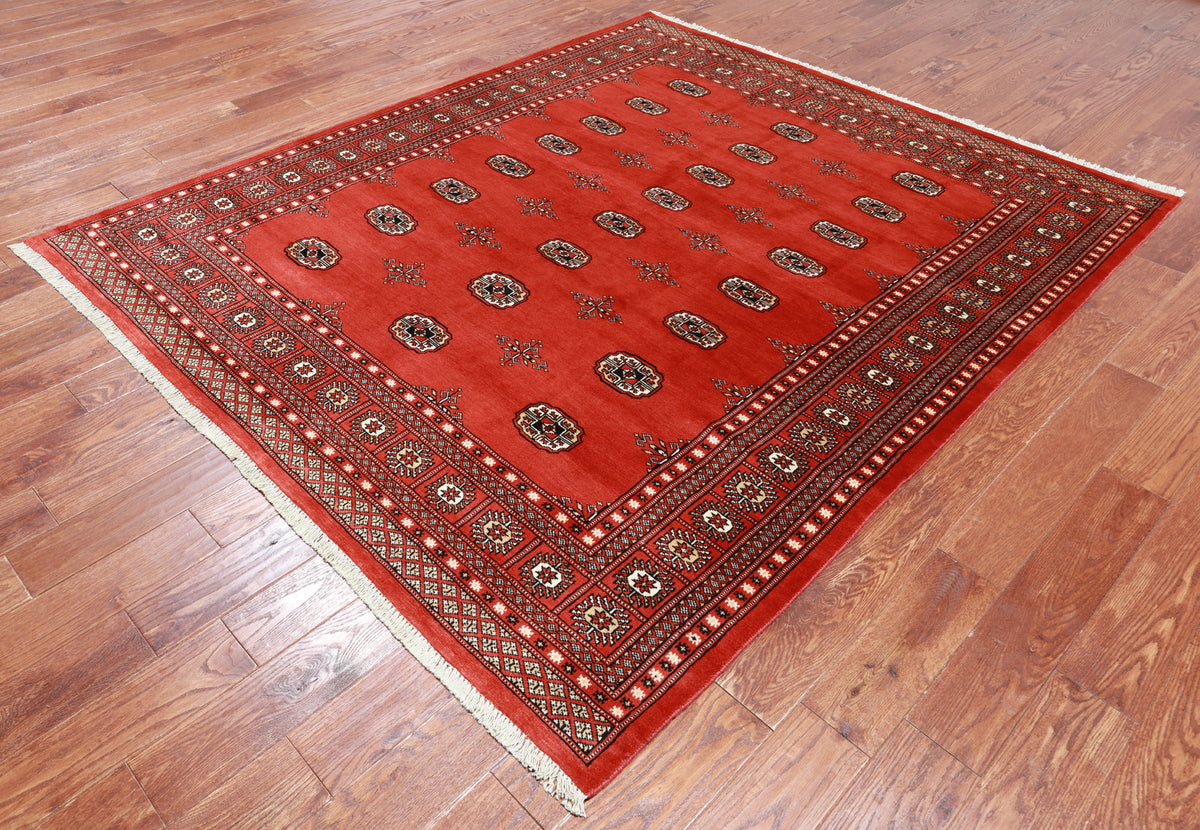 Rust Bokhara Hand Knotted Wool Rug - 6' 8" X 7' 8"