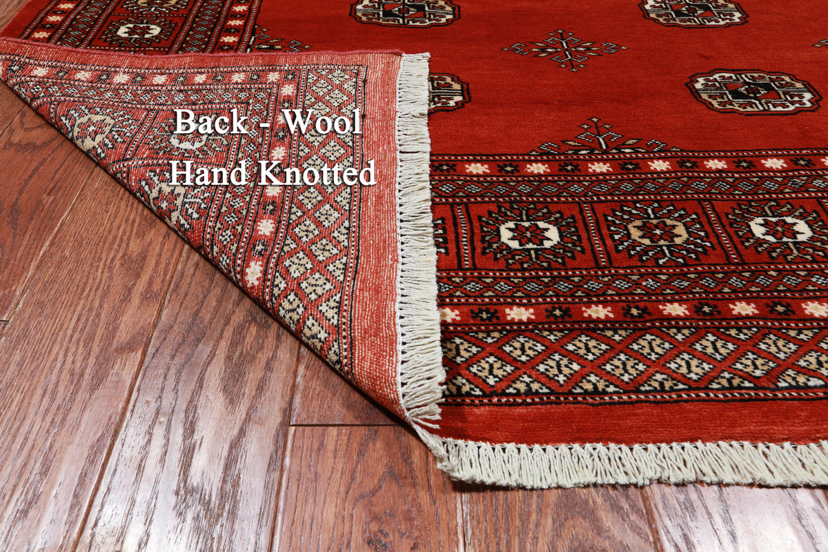Rust Bokhara Hand Knotted Wool Rug - 6' 8" X 7' 8"