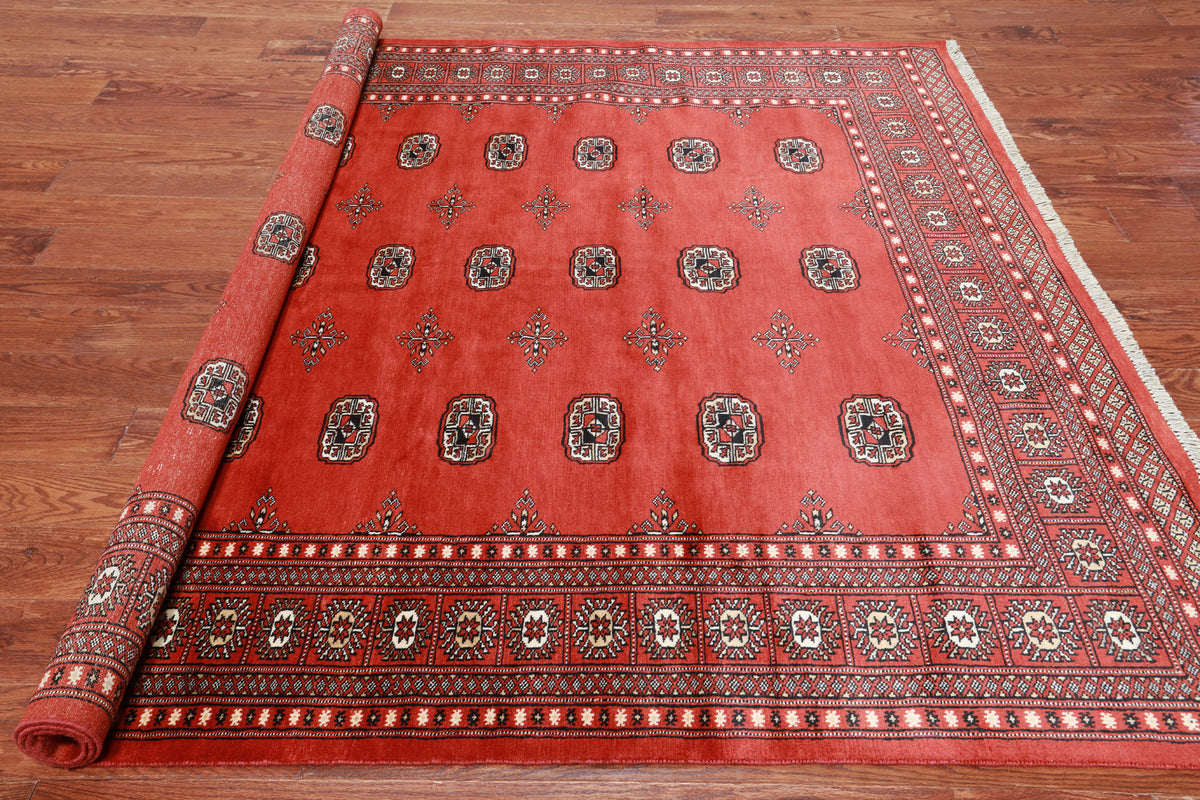 Rust Bokhara Hand Knotted Wool Rug - 6' 8" X 7' 8"