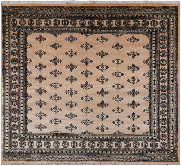 Beige Bokhara Hand-Knotted Wool Rug - 7' 8" X 6' 9"
