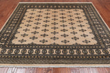Beige Bokhara Hand-Knotted Wool Rug - 7' 8" X 6' 9"