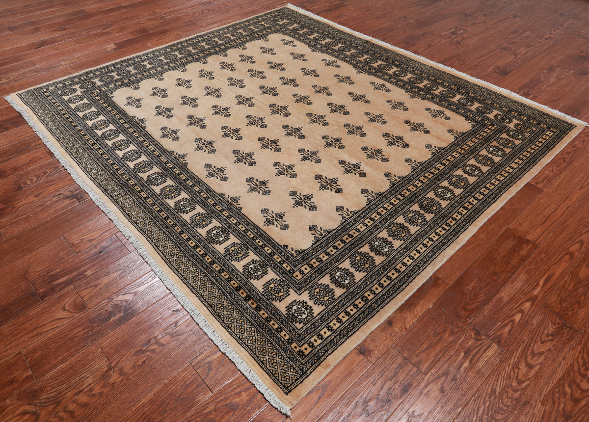 Beige Bokhara Hand-Knotted Wool Rug - 7' 8" X 6' 9"