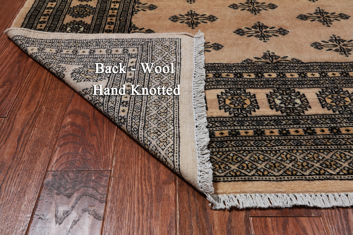 Beige Bokhara Hand-Knotted Wool Rug - 7' 8" X 6' 9"