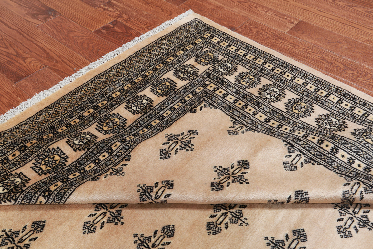 Beige Bokhara Hand-Knotted Wool Rug - 7' 8" X 6' 9"