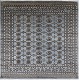 Grey Square Bokhara Handmade Wool Rug - 8' 2" X 8' 2"
