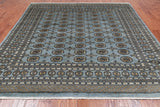 Grey Square Bokhara Handmade Wool Rug - 8' 2" X 8' 2"