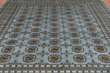 Grey Square Bokhara Handmade Wool Rug - 8' 2" X 8' 2"