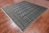 Grey Square Bokhara Handmade Wool Rug - 8' 2" X 8' 2"