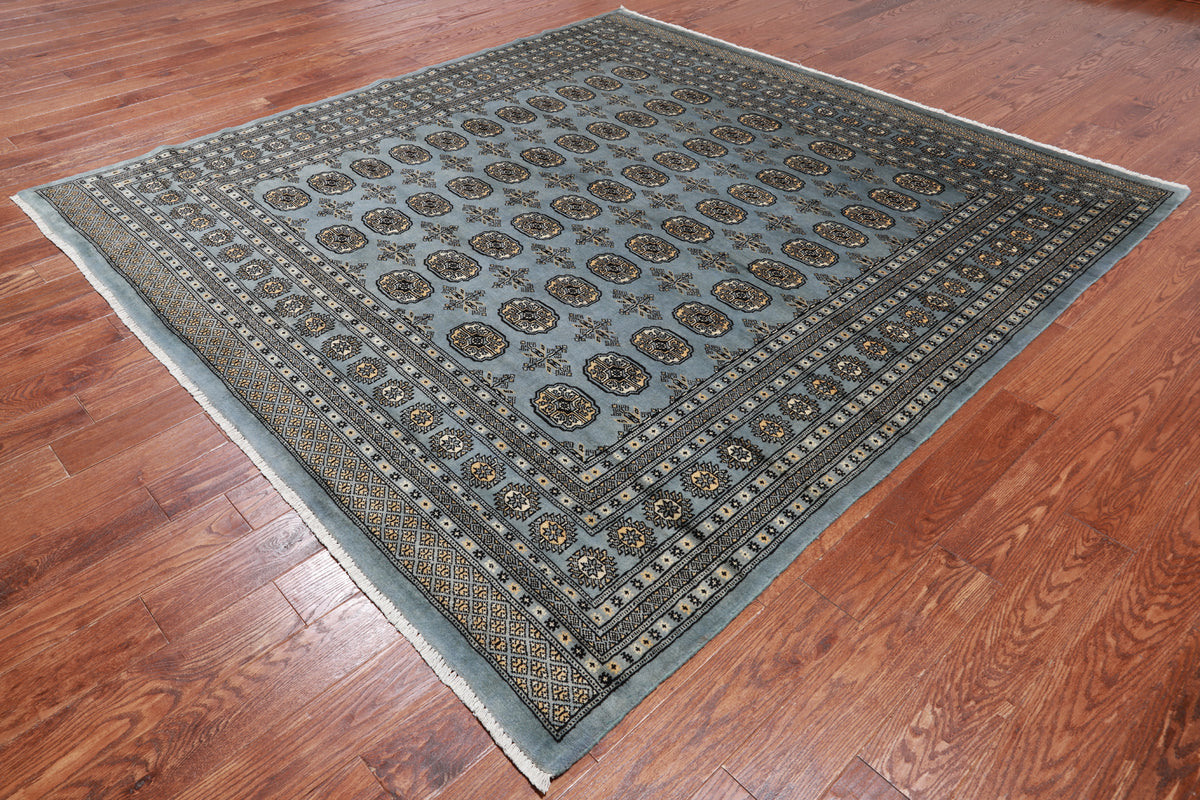 Grey Square Bokhara Handmade Wool Rug - 8' 2" X 8' 2"