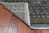 Grey Square Bokhara Handmade Wool Rug - 8' 2" X 8' 2"