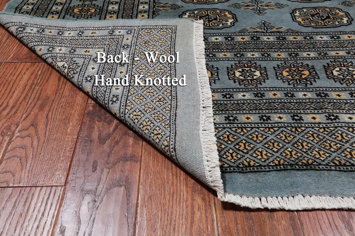 Grey Square Bokhara Handmade Wool Rug - 8' 2" X 8' 2"