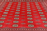 Red Square Bokhara Handmade Wool Rug - 8' 0" X 8' 0"