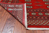 Red Square Bokhara Handmade Wool Rug - 8' 0" X 8' 0"