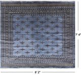 Blue Bokhara Hand Knotted Wool Rug - 8' 2" X 7' 4"