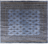 Blue Bokhara Hand Knotted Wool Rug - 8' 2" X 7' 4"