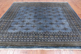 Blue Bokhara Hand Knotted Wool Rug - 8' 2" X 7' 4"