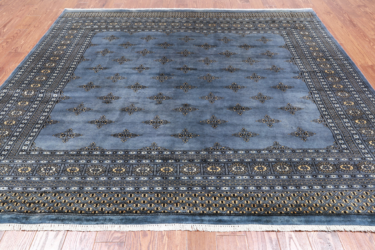 Blue Bokhara Hand Knotted Wool Rug - 8' 2" X 7' 4"
