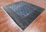 Blue Bokhara Hand Knotted Wool Rug - 8' 2" X 7' 4"