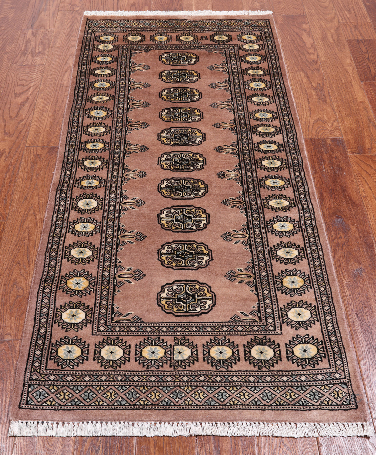 Light Brown Bokhara Handmade Wool Runner Rug - 2' 6" X 5' 7"