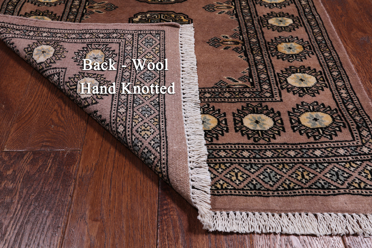 Light Brown Bokhara Handmade Wool Runner Rug - 2' 6" X 5' 7"