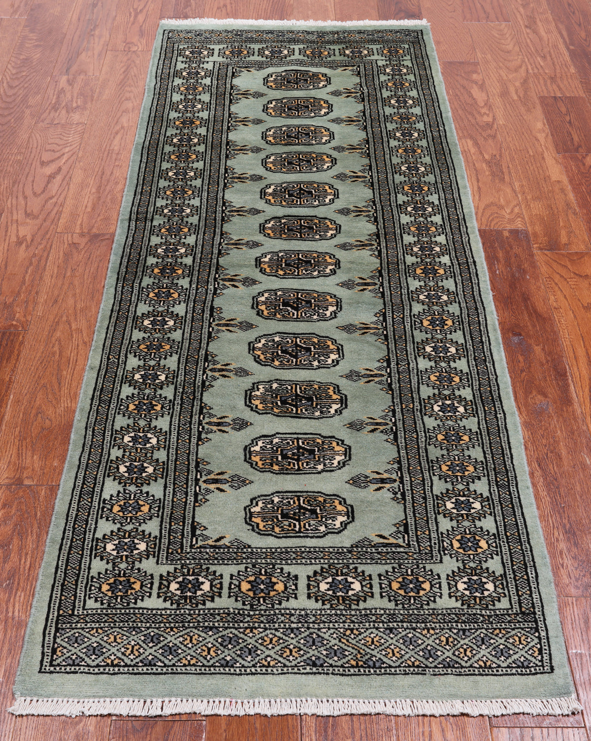 Grey Bokhara Hand Knotted Wool Runner Rug - 2' 6" X 6' 9"
