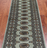 Grey Bokhara Hand Knotted Wool Runner Rug - 2' 6" X 6' 9"