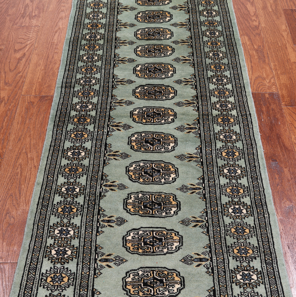 Grey Bokhara Hand Knotted Wool Runner Rug - 2' 6" X 6' 9"