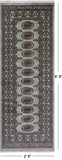 Grey Bokhara Hand Knotted Wool Runner Rug - 2' 6" X 6' 9"