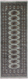 Grey Bokhara Hand Knotted Wool Runner Rug - 2' 6" X 6' 9"