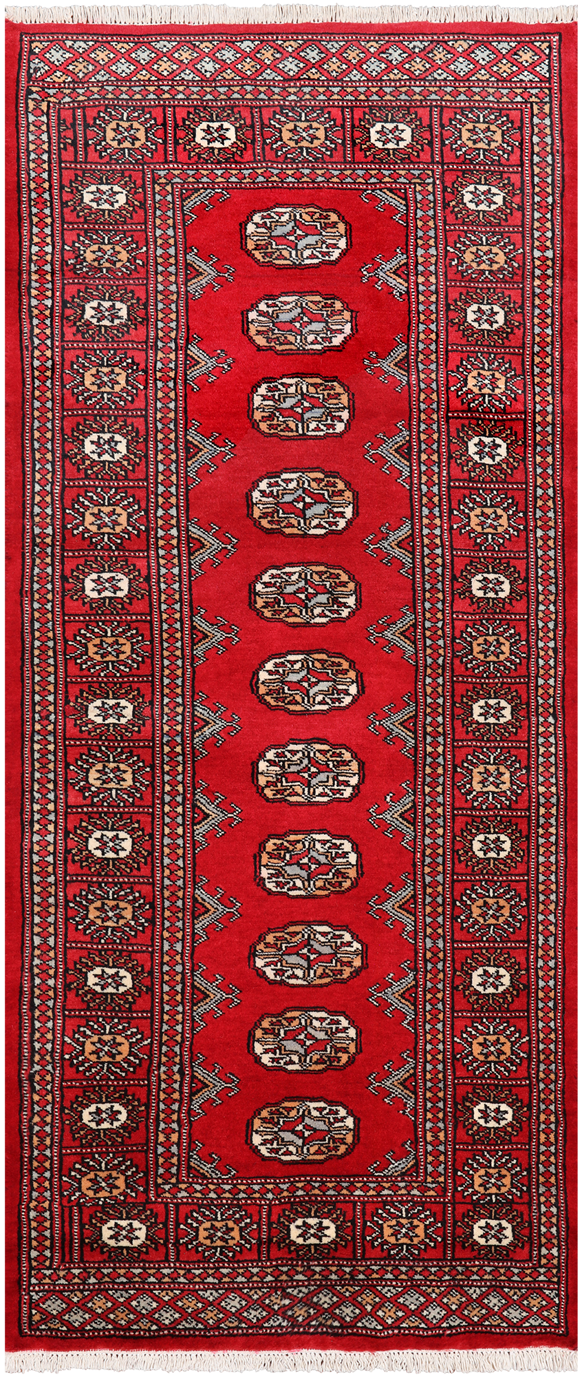 Red Bokhara Hand Knotted Wool Runner Rug - 2' 7" X 6' 0"