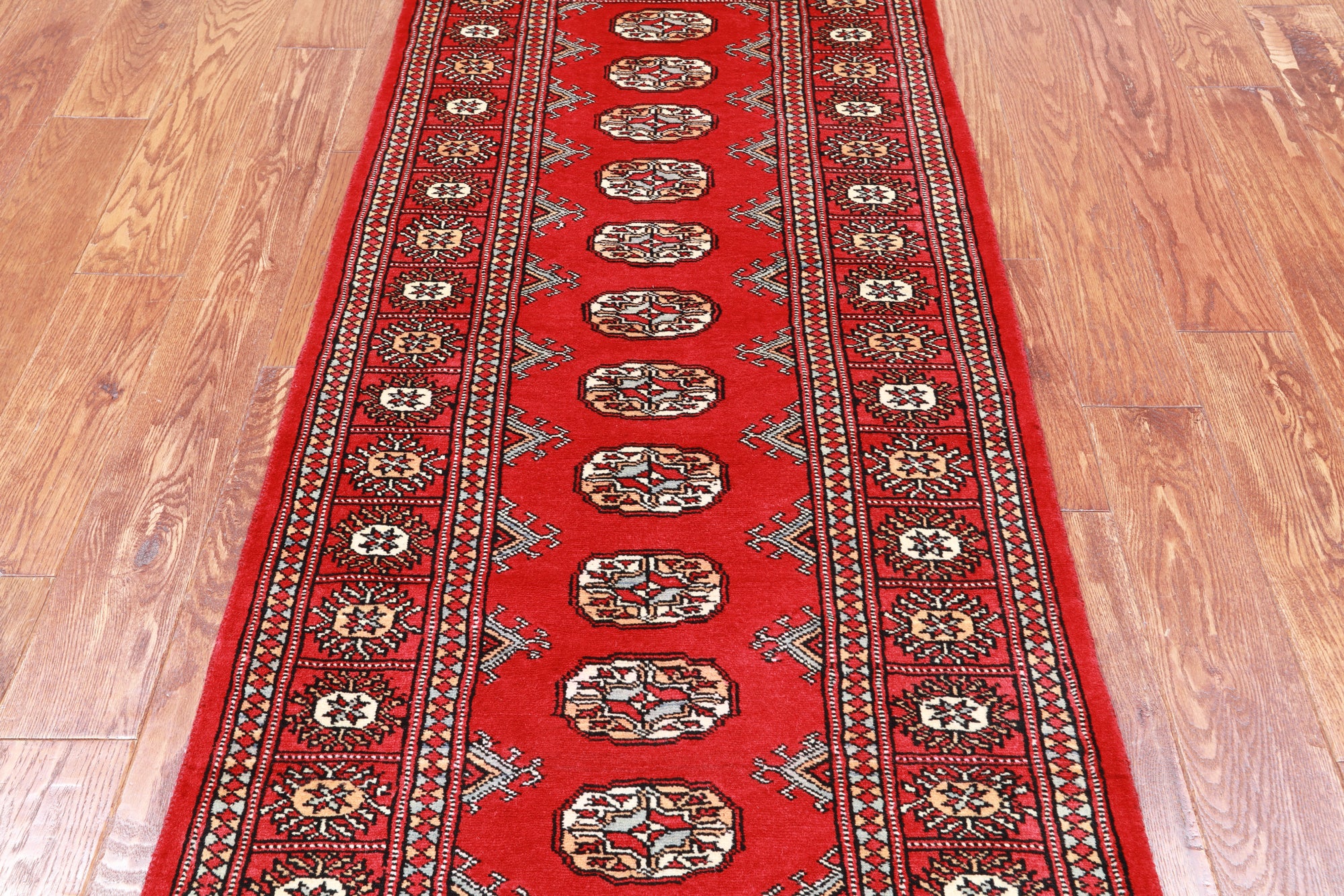Red Bokhara Hand Knotted Wool Runner Rug - 2' 7" X 6' 0"