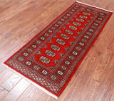 Red Bokhara Hand Knotted Wool Runner Rug - 2' 7" X 6' 0"