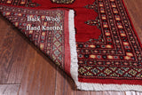 Red Bokhara Hand-Knotted Wool Runner Rug - 2' 6" X 6' 8"