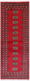 Red Bokhara Hand-Knotted Wool Runner Rug - 2' 6" X 6' 8"