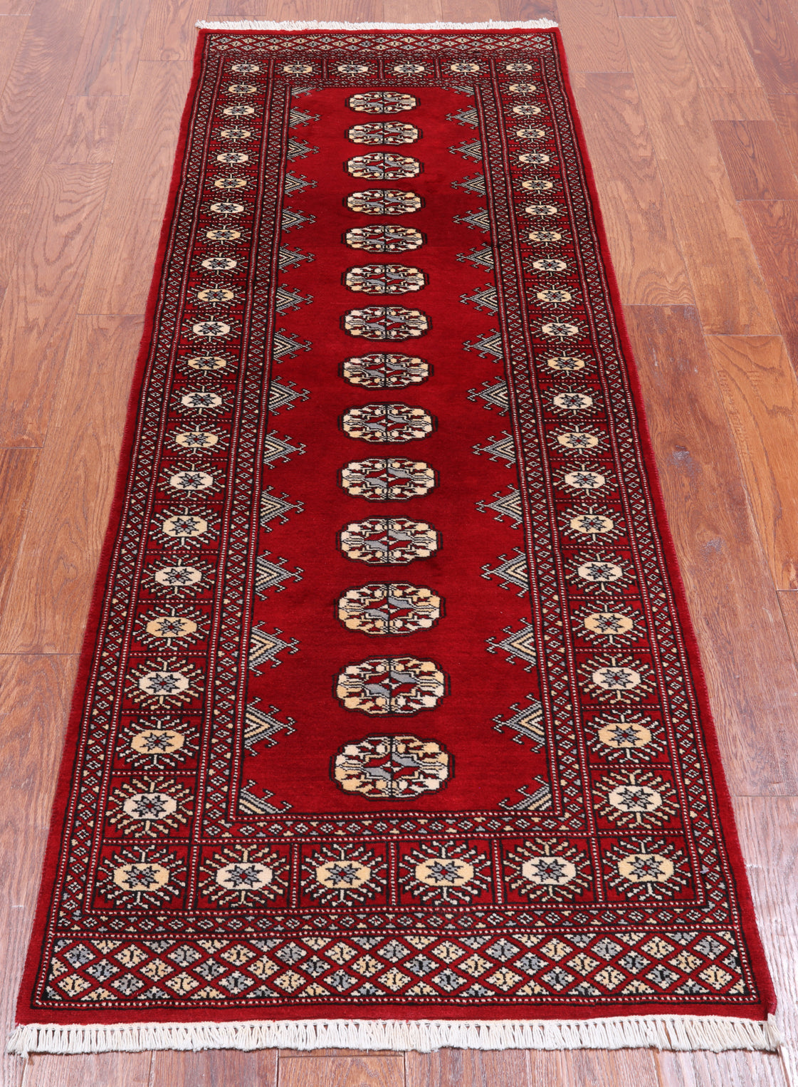 Red Bokhara Handmade Wool Runner Rug - 2' 6" X 7' 0"