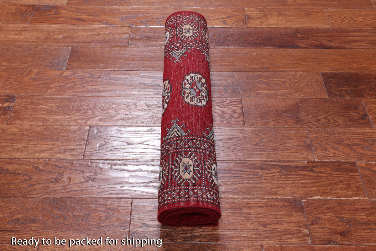 Red Bokhara Handmade Wool Runner Rug - 2' 6" X 7' 0"